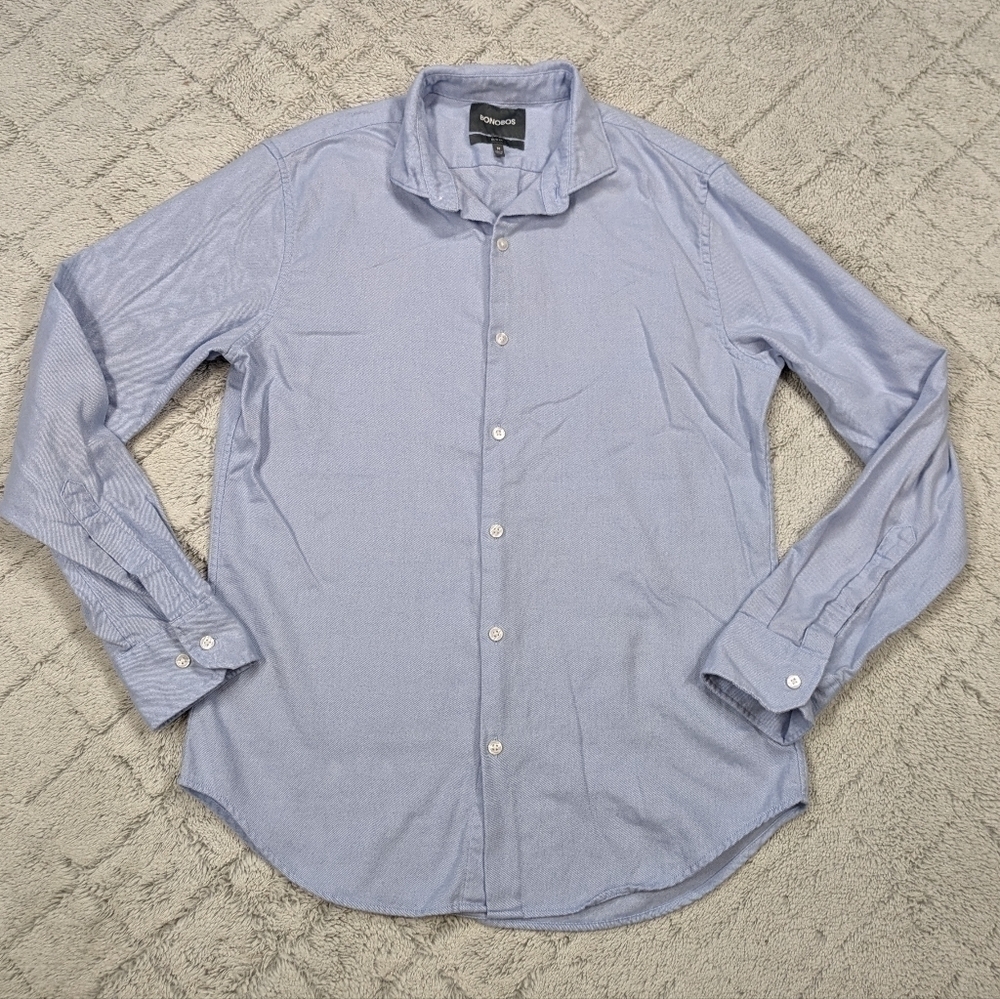 Bonobos Shirt Men's Medium Blue Chambray Slim Fit Cotton Twill Button Up
